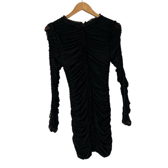 REVOLVE x NBD Las Olas Black Ruched Mesh Long Sleeve Dress - Picture 5 of 9